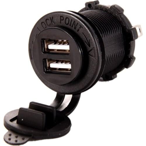VODOOL Car-charger Dual USB Charger Socket Outlet 2.1 amp Panel Mount Moto USB Charging Adapter Plug Motorcycle Accessories