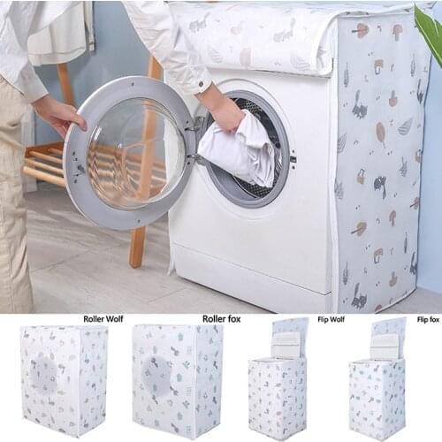 Washing Machine Cover Fox Wolf Waterproof Zippered Dust Cover Universal PEVA