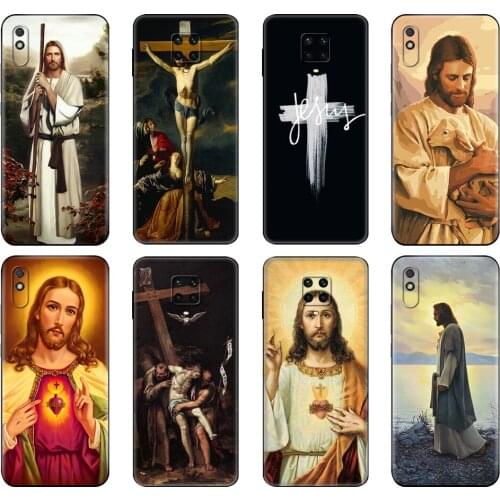 Black tpu Case For Xiaomi Redmi 7A 8 8A 9 9A 9C Case Redmi Note 8T 8 Pro T Note 9 9S 9 Pro Case Christ Jesus cross