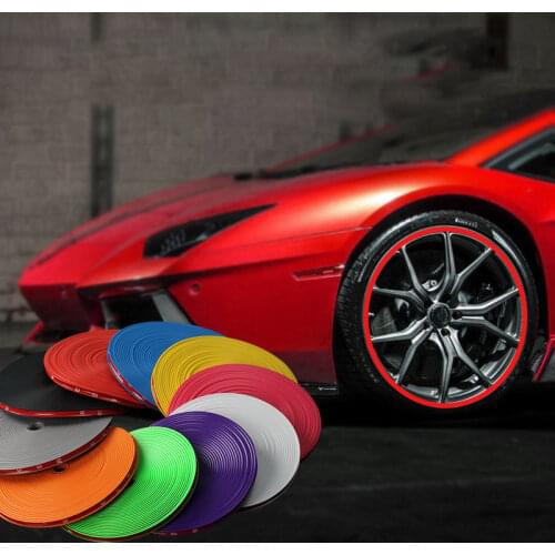8M Car Tire Contour Protection Decorative Strip Anti-wear Strip Automotive Tire Decoration Products Orange/Blue/Red/Green/Purple