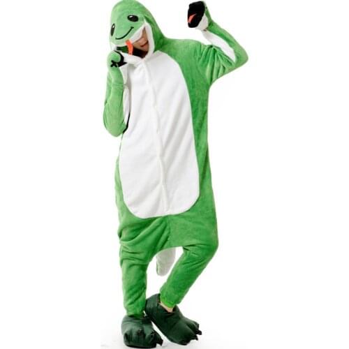 Adult Anime Green Snake Cosplay Kigurumi Onesies Costume Women Men Funny Warm Soft Animal Cute Onepieces Pajamas Home Wear Girl
