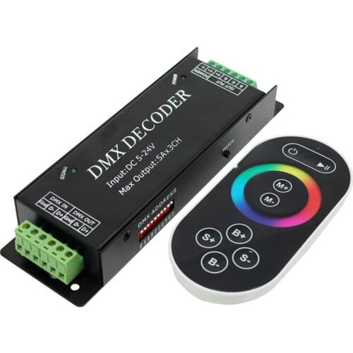 DMX100 LED Strip DMX Decoder; DMX LED Controller Dimmer; DC5~24V; Output:5A*3channels, Out power:5V