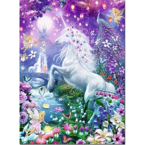 Unicorn flowers Horse diamond painting full square mosaic diamond embroidery sale 5d cross stitch kits fantasy kingdomZP-1385