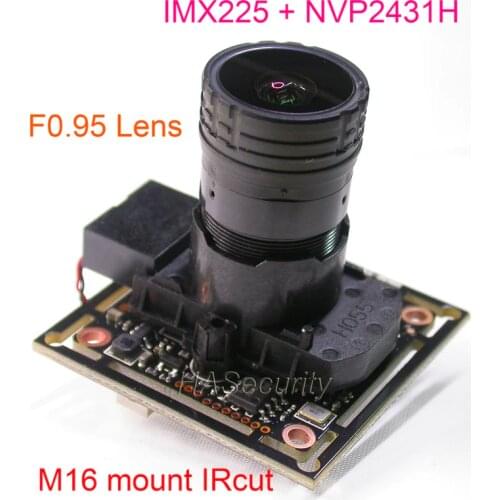 F0.95 Lens AHD-M (720P) / CVBS 1/3" Exmor IMX225 CMOS + NVP2431 CCTV camera PCB board module +OSD cable +M16 mount IRcut