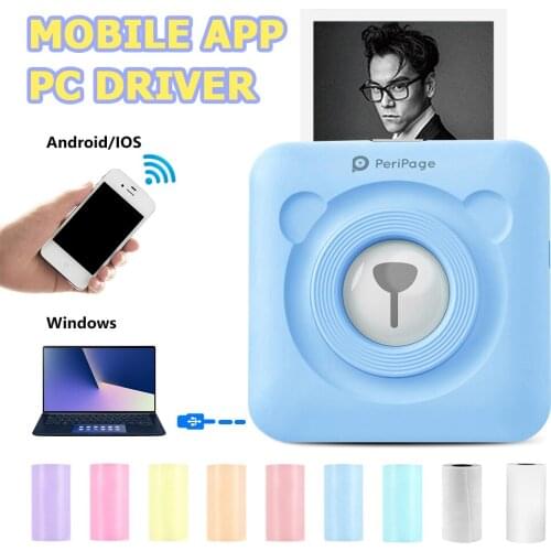 Peripage Pocket Mini Portable Bluetooth-compatible Printer 58mm Phone Photo Wireless Thermal Label Printer For Android iOS Phone