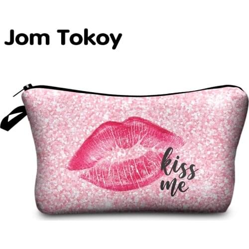 Jomtokoy Kiss Me Printing Pattern Cosmetic Bag Travel Toiletry Storage Bag Beauty Makeup Bag Cosmetic Bag Organizer Hot Sale
