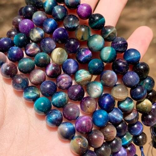 Natural Mineral Stone Blue Green Tiger Eye Round Beads For Jewelry Making 6/8/10mm Spacer Loose Beads For Bracelets 15‘’Strands
