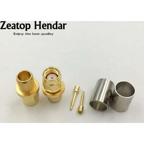 10Pcs Brass SMA Male Plug RF Coax Jack Crimp for RG5 RG6 5D-FB H155 LMR300 Cable Straight Connector