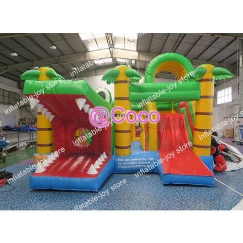 5*5*4m inflatable bouncer slide combos/commercial inflatable bounce house castle with slide crocodil jumping house bouncy castle
