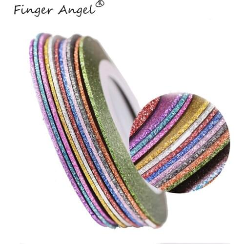 Finger Angel Nail Art Striping Tape Line Scrub 1mm Mixed Colors Roll Stickers DIY Nail Tips Manicure Decoration Sticker Set