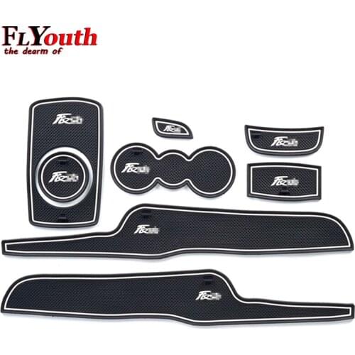 For Ford Fiesta 2009-2014 Anti-slip Non-slip Rubber Decorator Cup Sticker Gate Slot Pad Door Groove Mat Car Styling 8 pcs