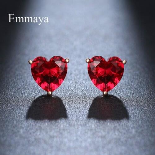 Emmaya Adorable Earring With Red Zirconia For Women&Girls Dazzling Jewelry Fashion Trend Simplicity Style Wedding Party Gift