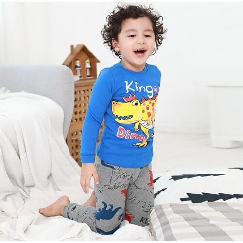 Spring Autumn Fall Pajamas Dinosaur Child Kids Loungewear Teenagers Home Wear Boy Lounge Set Suit PJS Animal Clothing