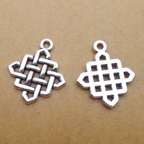 100pcs Chinese Knot Charms 27mm x 23mm DIY Jewelry Making Pendant antique silver color