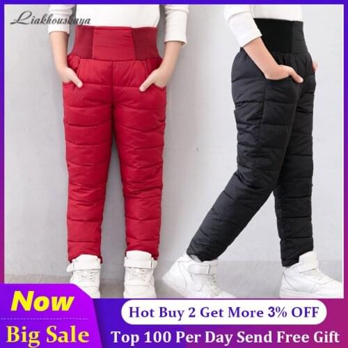 Cute Boys Winter Pants Kids Warm Legging Baby Boy Children Pants Girls Winter Down Warm Trousers Windproof Waterproof Clothes