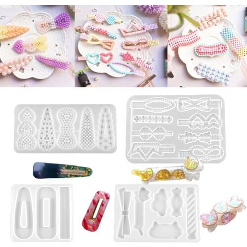 Multi-style Hairpin Barrette Silicone Molds Clear Hair Clips UV Epoxy Resin Mold For DIY Jewelry Making Hair Accessories