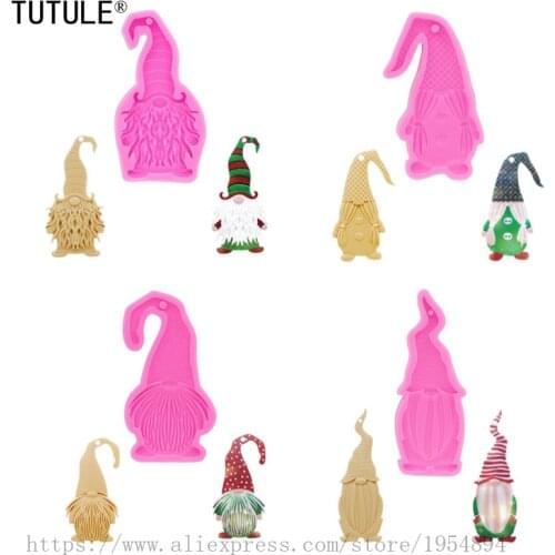 4 pcs Santa keychain earring silicone mould, dwarf dwarf DIY handmade chocolate cake biscuit epoxy resin silicone mold