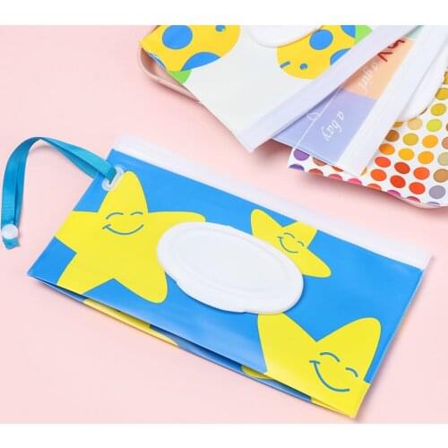 EVA Baby Wet Wipe Pouch Wipes Holder Case Flip Cover Snap-Strap Reusable Refillable Wet Wipe Bag Outdoor Portable Tissue Box