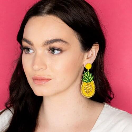 Vedawas Fashion Pineapple Earrings for Women Bohemian Elegant Acrylic Beads Fruit Drop Earrings Wedding Handmade Jewelry Gifts