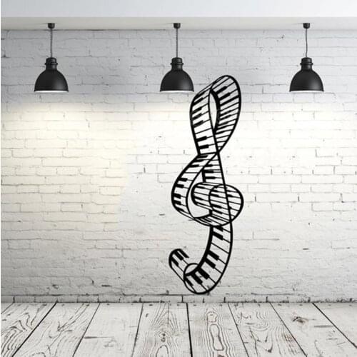 Music Note Wall Decal Treble Clef Piano Keys Vinyl Sticker Decals Musical Note Waves Music Wall Decal Recording Studio Decor X95