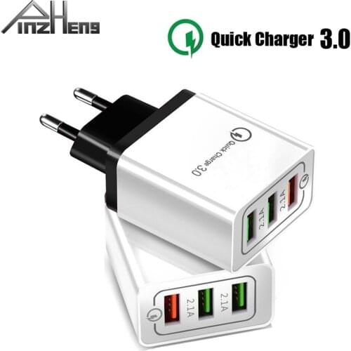 PINZHENG 3 USB Port Quick 3.0 Charge 5V 2.1A Fast Phone Charger For iPhone Samsung Xiaomi Huawei US EU Plug Charger Adapter