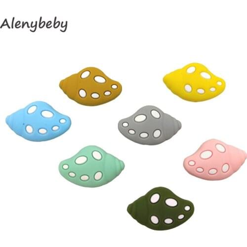 20pcs Mini Cute Silicone Conch Bead Animal Baby Teether Food Grade Infant Teething Bead For DIY Nursing Necklace Accessories Toy
