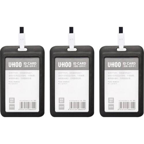 3Pcs Work Cover Credentials Holder Bus Bag Employee Badge Cover (Cover + Hanging Strap)