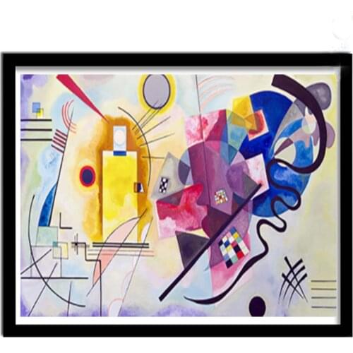 5d diy pintura diamante kandinsky abstrato famoso diamante bordado vermelho amarelo azul arte adesivo de parede mosaico Diamond