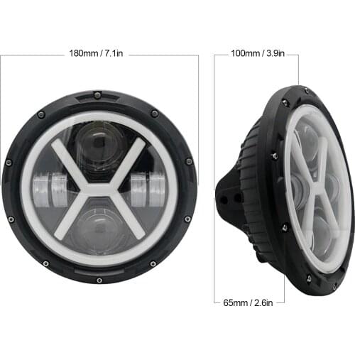 7in Round LED Headlight White Yellow Light IP67 Waterproof Fit For Jeep Wrangler JK 07-18 LED Headlights-Black