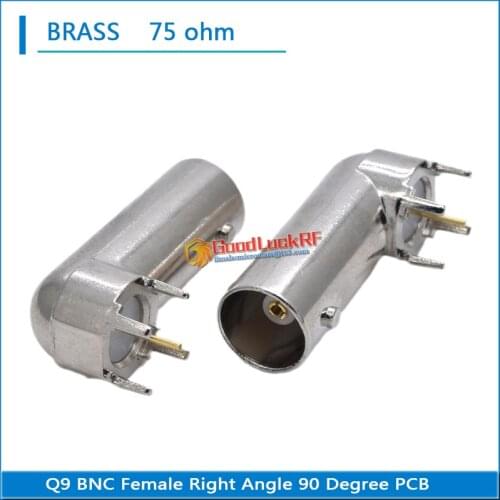 75 ohm Q9 BNC Female Right Angle 90 Degree Plug solder cup PCB 4 needle RF Connector Adapter High-quality