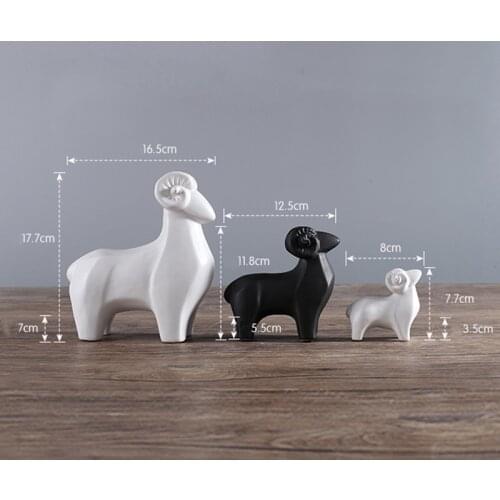Home Decoration Accessories Adornos Para Casa Office Desk Cute Animal Furnishing Ceramic Sheep Entrance Creative Lamb Black