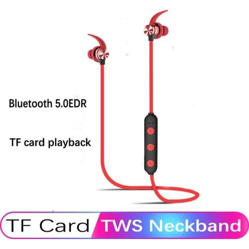 XT22 Bluetooth Wireless Headphones 5.0 Support TF Card Sport Headset Handsfree Stereo Earphone with Mic for Mobile Phone