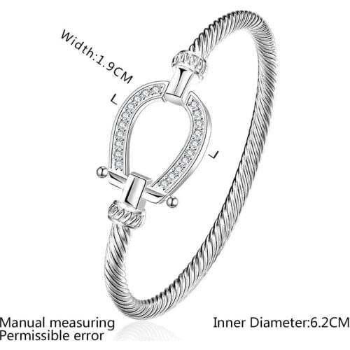 S925 Embossed Silver color Filled Iron Horse Drop Bracelet Fashion Jewelry Women Love Valentines Day Gift