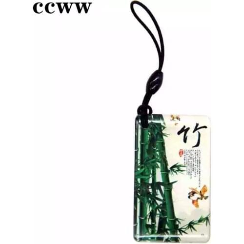 Bamboo Pattern 125khz ID EM4305 EM4205 Rewritable Writable Keyfobs RFID Dropping Glue Waterproof Keychain Access Control Card