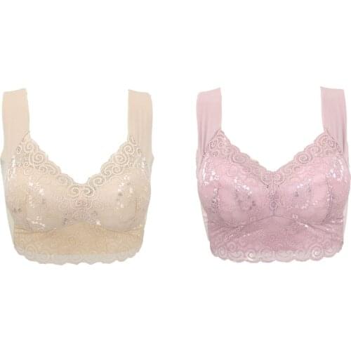 Oversized Bra Sexy Lace Vest-style No Steel Ring Bra Ice Silk Underwear Womens Underwire Push Up Bra Sexy Bralette Lingerie