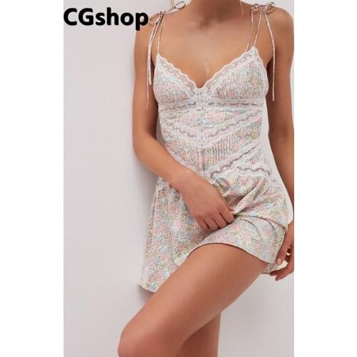 CGshop Summer Vintage Strap Dress Women Elegant Sexy Sweet Dress Female French High Street Party Mini Dress Lace
