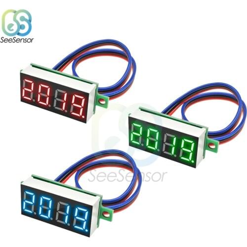 0.36 inch LED Digital Voltmeter DC 0-100V Voltage Meter Auto Car Mobile Power Voltage Tester Detector 3 Wire Red Green Blue