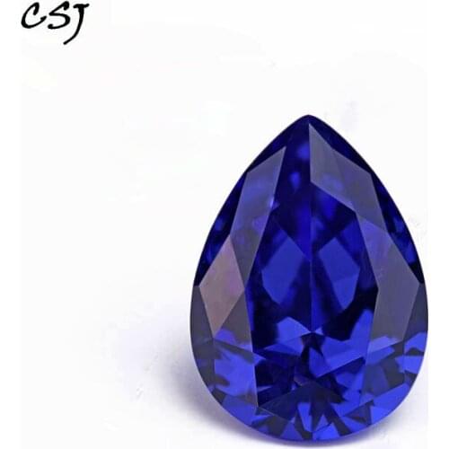 CSJ Syntheitc Sapphire Pear Cut Loose Gemstone Blue Corundum For Diy Fine Jewelry 925 Silver Mounting Color Change Stone