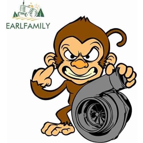 EARLFAMILY 13cm X 11cm For Monkey Turbo Novelty Fine Decal Suitable For VAN SUV Waterproof Car Truck Pinup Graffiti Stickers