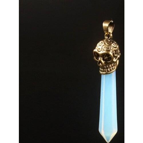 Howlite Cherry Quartz Hexagon Prism Magic Skull Pendulum Wrap Chakra Reiki Point Beads Natural Purple Pendant Punk Vintage