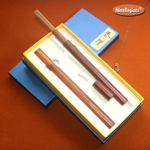 Quality incense stick gift box copper holder with 2pcs 8g Vetnam oud sticks wood tube home fragrant