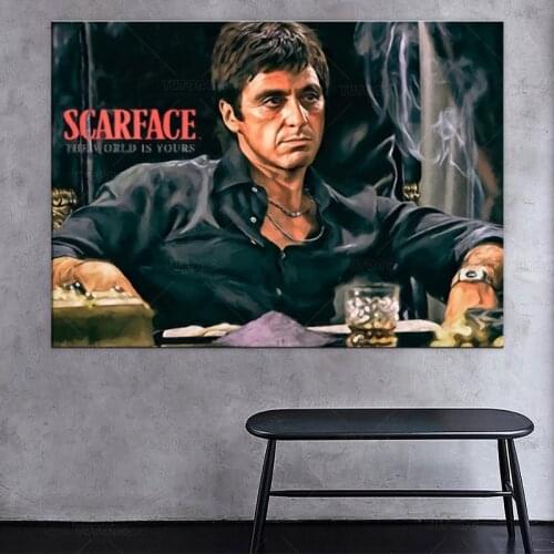 Canvas Painting Scarface Tony Montana Posters and Prints Wall Art Picture for Living Room home Decoration Frame