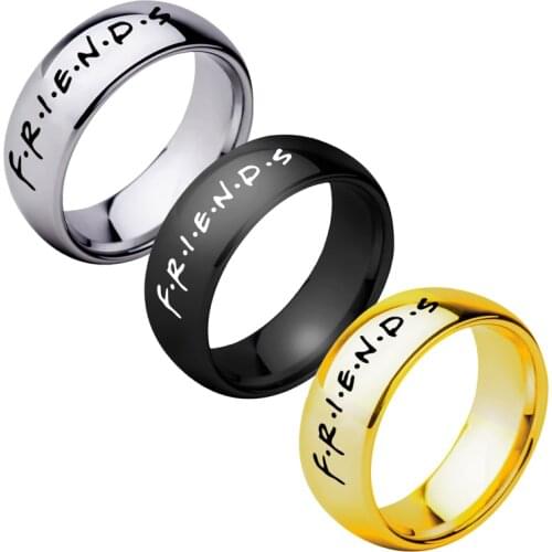 New Titanium Steel Rings Amercian TV Show FRIENDS Theme Finger Ring Engraved Letter F.R.I.E.N.D.S Cute Christmas Gifts