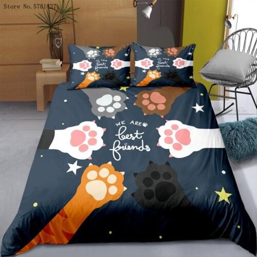 2/3 Pieces Cat Paw Bedding Set 3D Print Animal Palm Duvet Cover For Kids Adult Bed Quilt Cover For Bedroom Bed Cover Set Decor