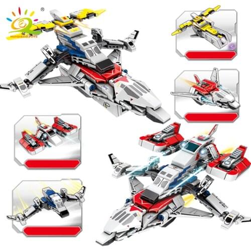 HUIQIBAO TOYS 429pcs 4in2 Ultraman Fighter Building Block For Children Boys Plane Ginga Zero Figures Weapon Set Bricks