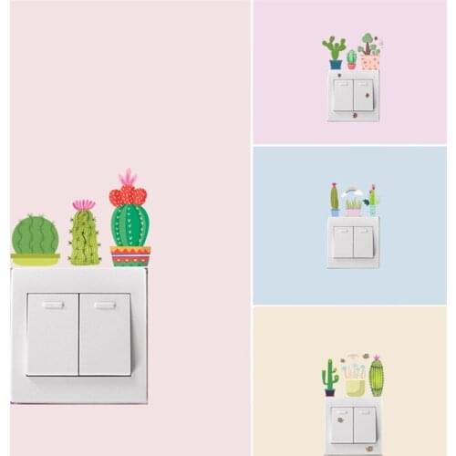 Creative Succulent Plantspot Cactus Switch Sticker For Home Decoration Kids Room Wall Mural Art Diy Funny 3d Pvc Decals Posters