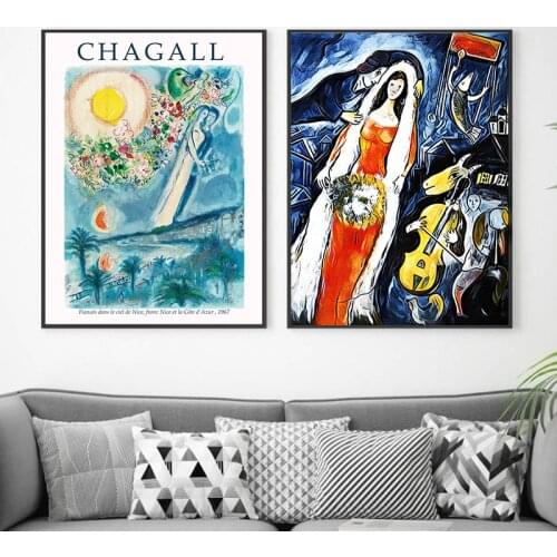 Marc Chagall Art Exhibition Vintage Posters and Prints Gallery Wall Art Pictures Canvas Painting for Living Room Bedroom Decor