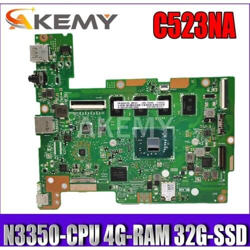 Akemy C523NA Motherboard For ASUS Chromebook C523NA C523N C223NA Laotop Mainboard with N3350-CPU 4G-RAM 32G-SSD