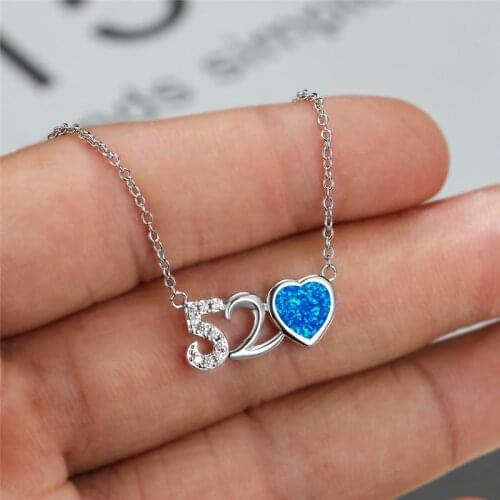 Trendy White Crystal Wedding Necklace Luxury Female Heart Opal Pendant Necklace Rose Gold Silver Color Chain Necklaces For Women