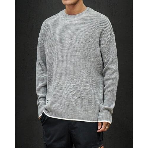 Mens new winter round collar han edition fashion loose set of head left shoulder sweater sweater coat